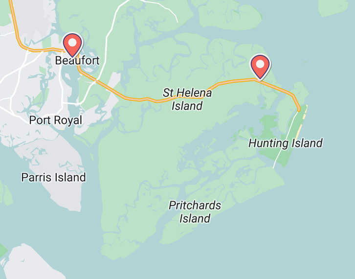 map of our location for Hunting Island boat tours